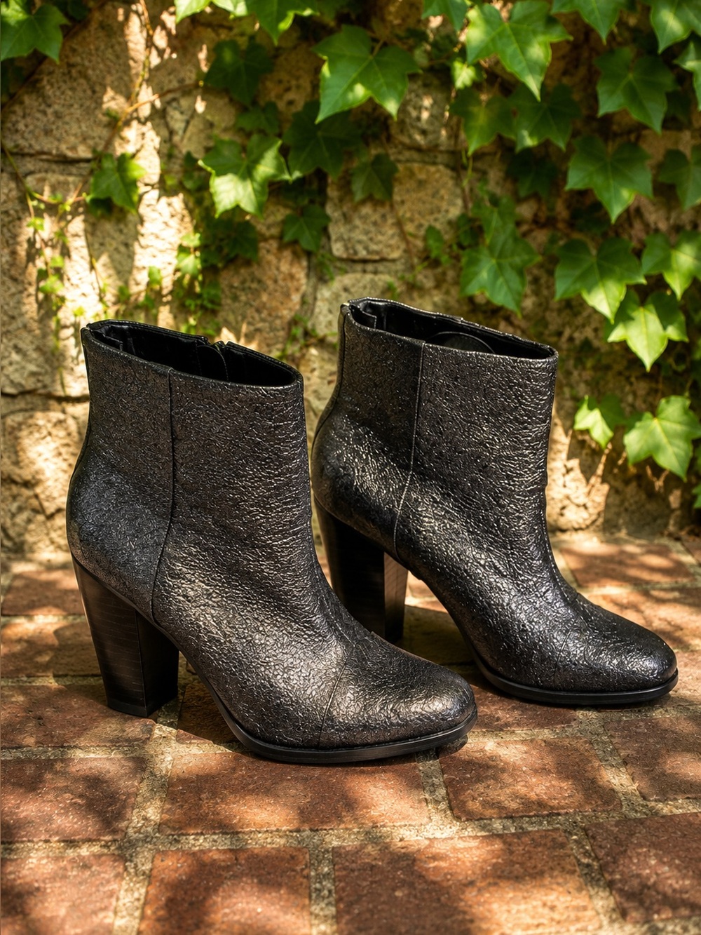 RAG & BONE Classic Italian Newbury Crinkle Lambskin Leather Booties, 38.5